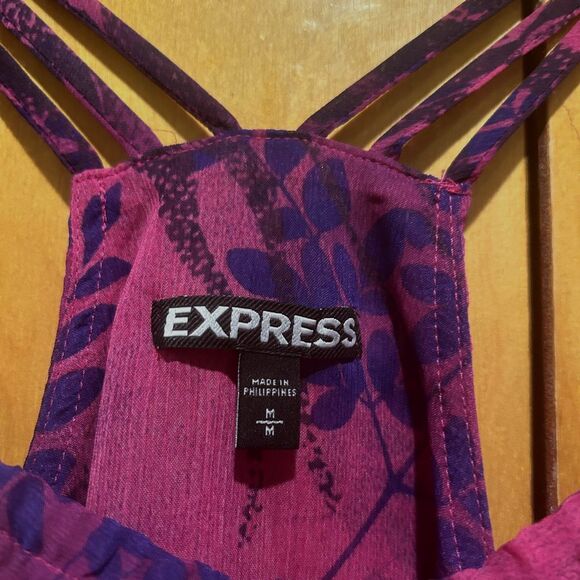 Express Retro Tank-Purple Floral-Flowy-Strappy Sz M-Fairy-Whimsigoth - Picture 5 of 11